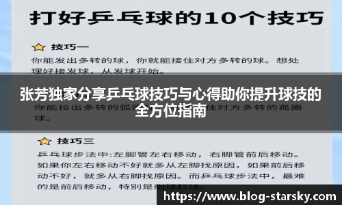 张芳独家分享乒乓球技巧与心得助你提升球技的全方位指南
